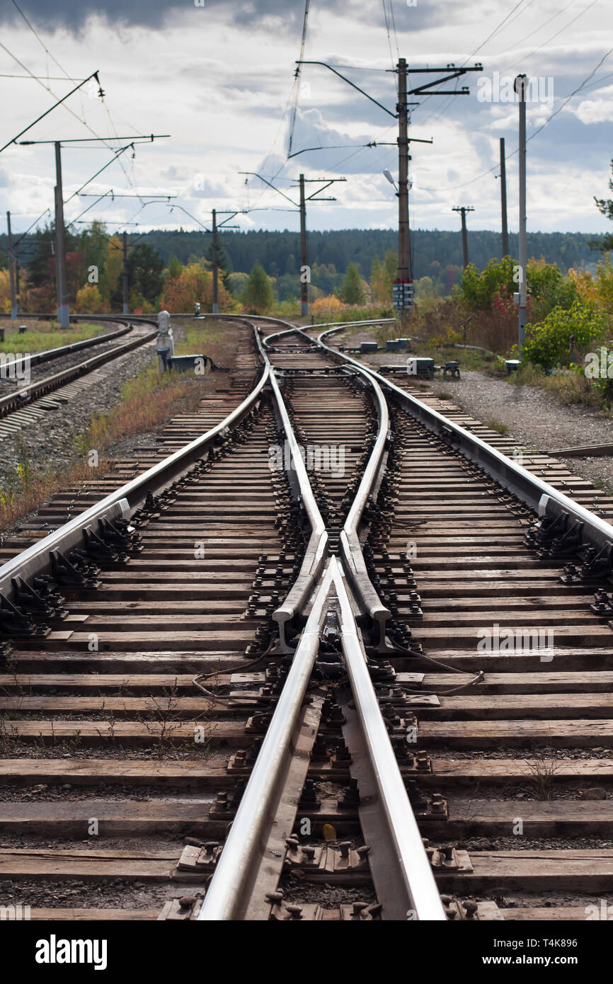 Interruttore ferroviarie al nodo ferroviario Foto Stock