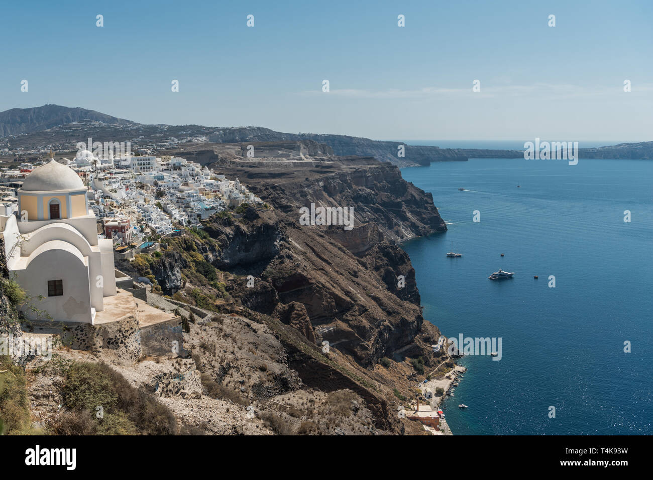 Vista in città Fira di Santorini Foto Stock