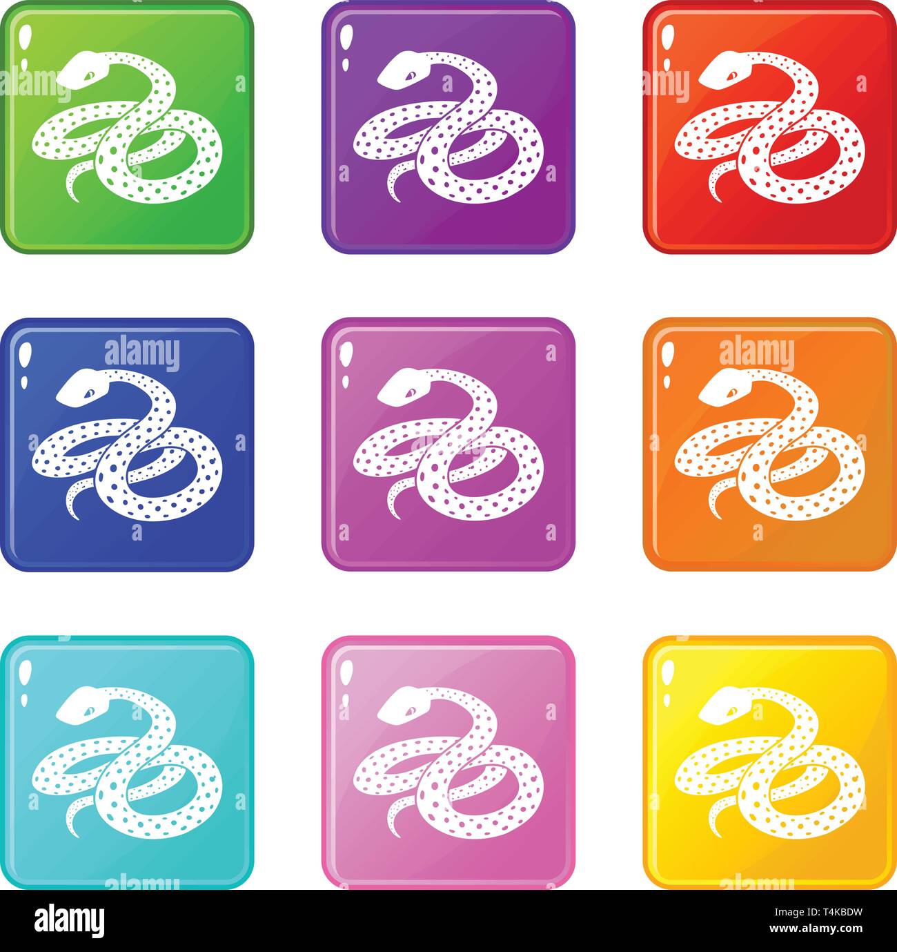 Kingsnake messicano set di icone 9 Raccolta di colore Illustrazione Vettoriale