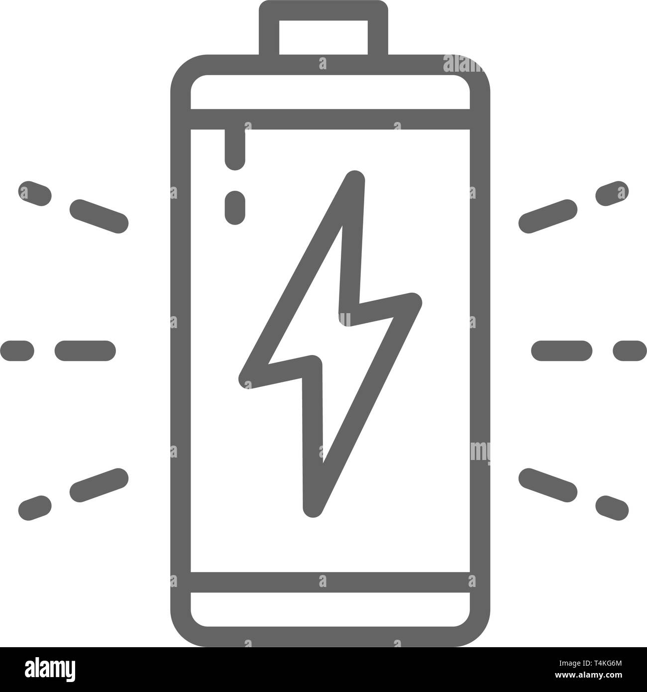 Batteria, ricarica accumulatore icona della linea. Isolato su sfondo bianco Illustrazione Vettoriale