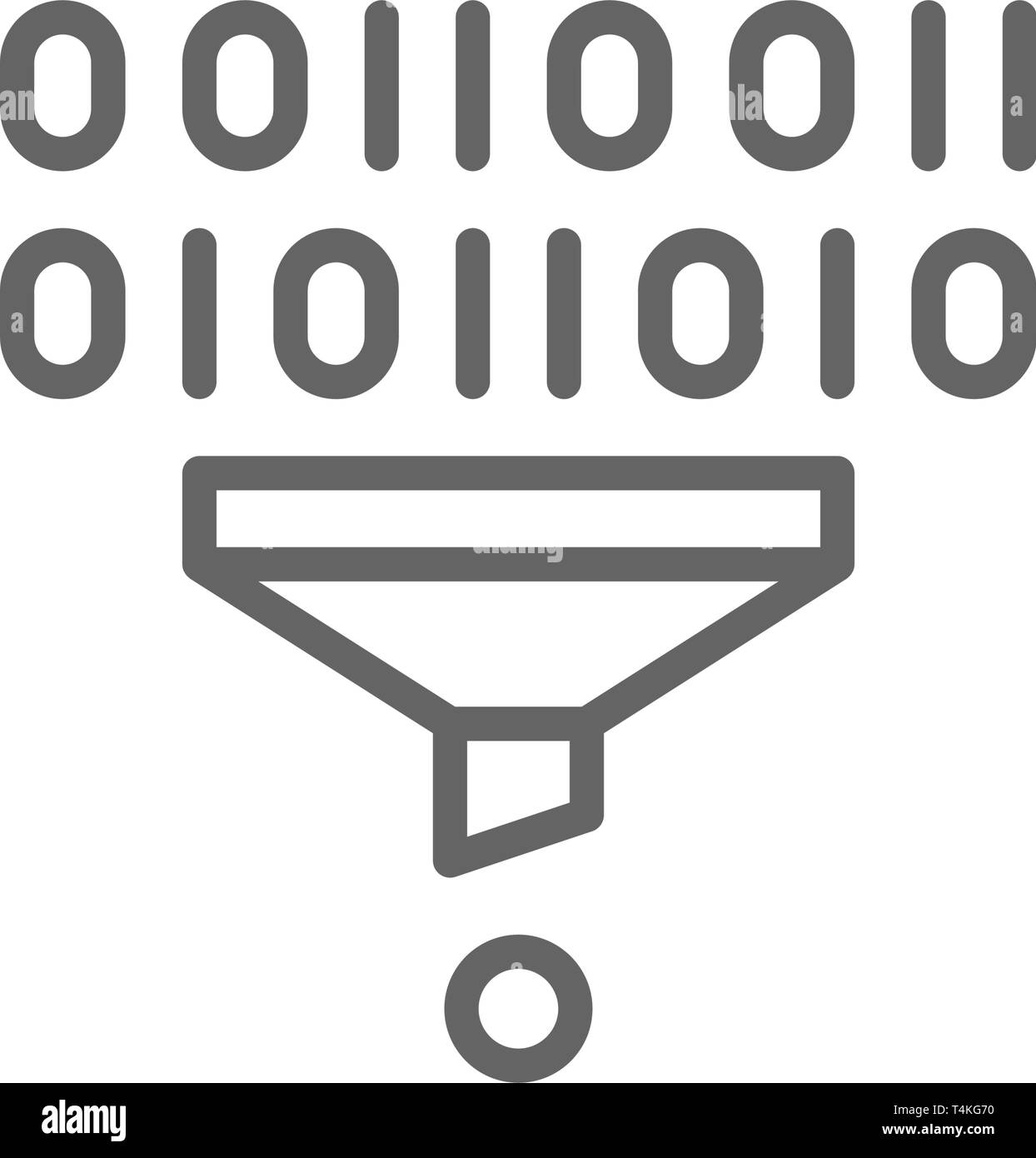 Filtro, imbuto, ordinamento, tunnel di dati icona linea. Illustrazione Vettoriale