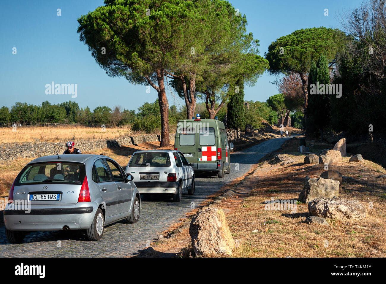 Rush Hour lungo la Via Appia nei pressi di Roma Foto Stock