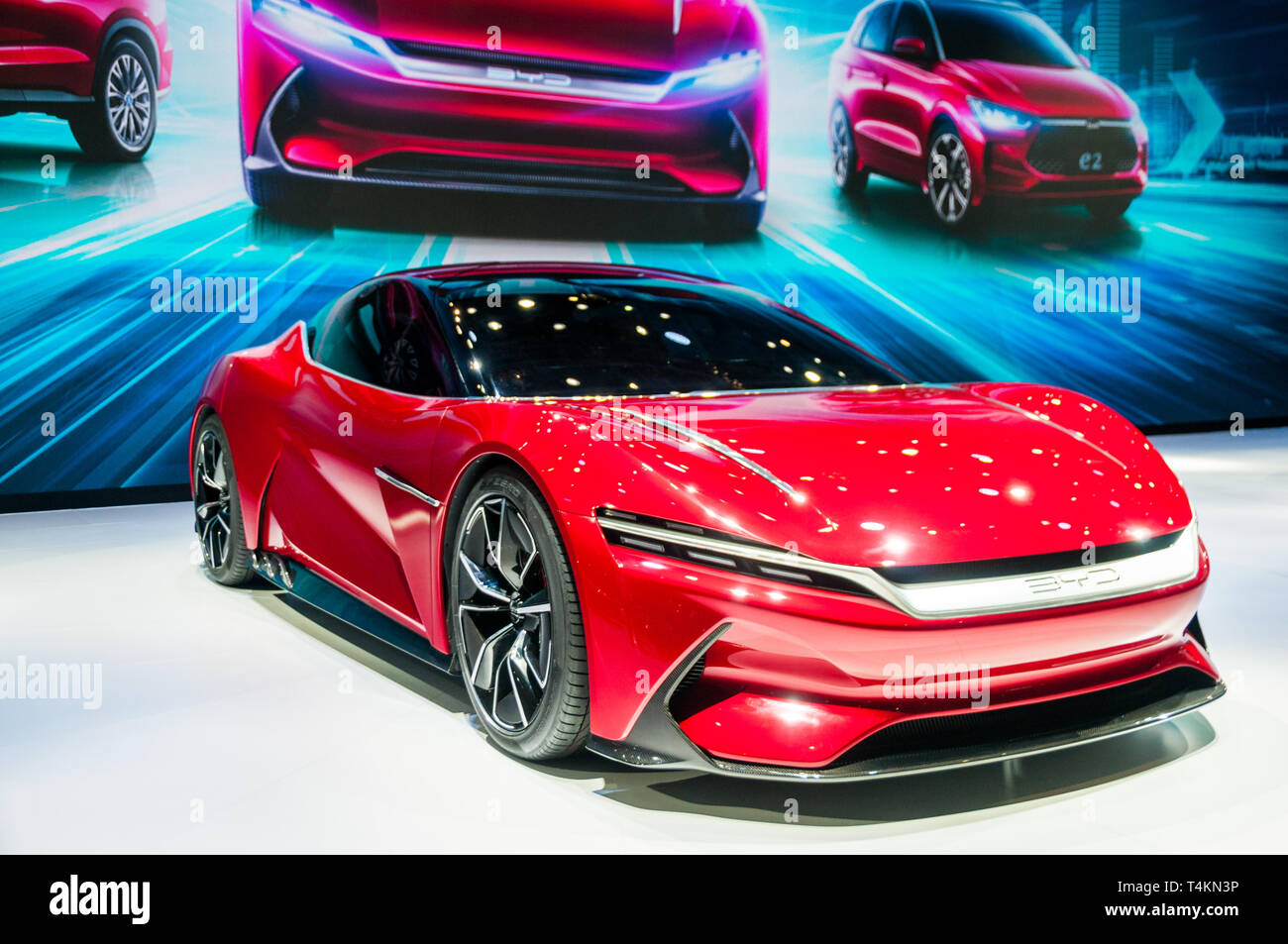 BYD e-SEME PHEV GT supercar elettrica concept svelato al 2019 Shanghai Auto Show. Foto Stock