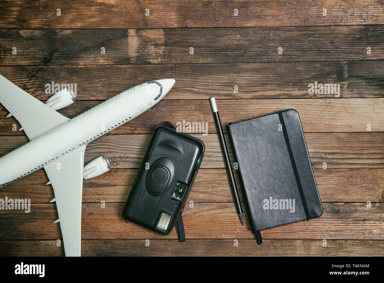 Aeromobili con un notebook e una fotocamera Foto Stock