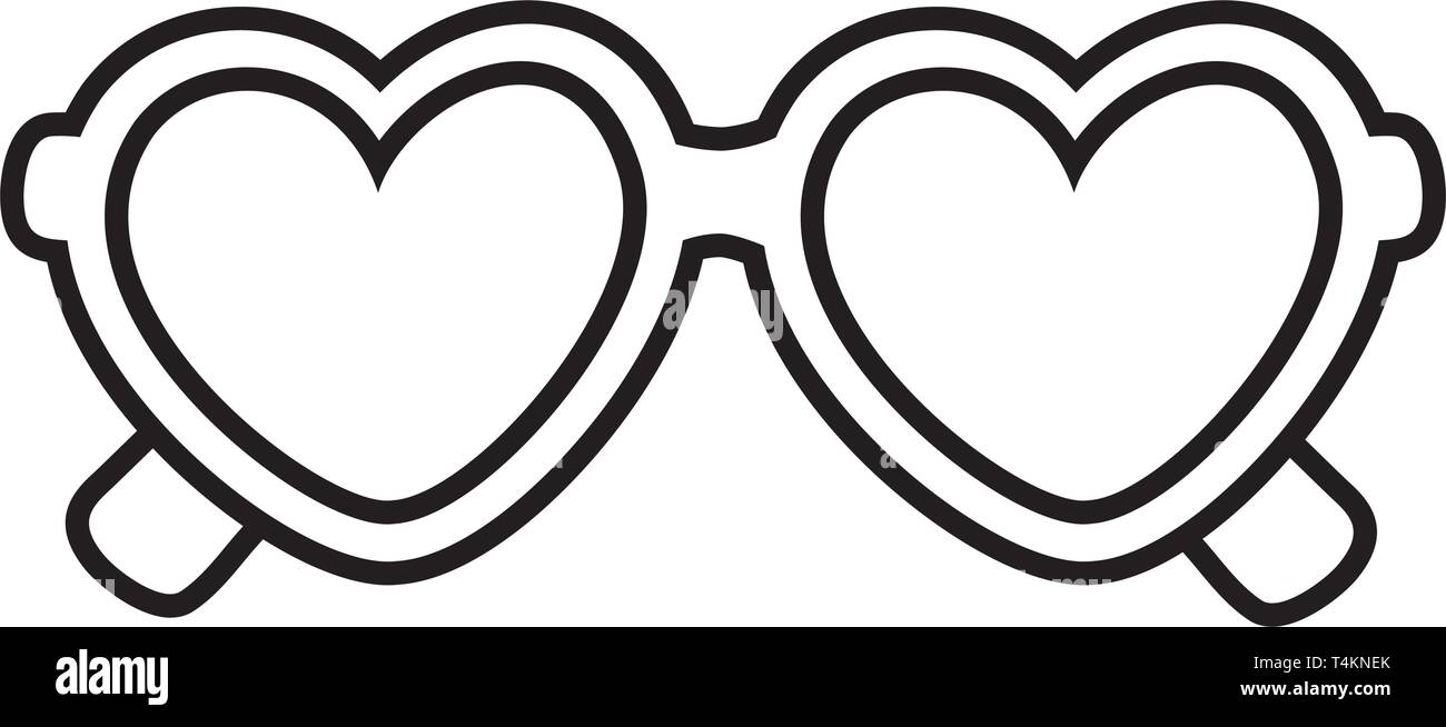 Forma di cuore occhiali da sole icona cartoon in bianco e nero  illustrazione vettoriale graphic design Immagine e Vettoriale - Alamy