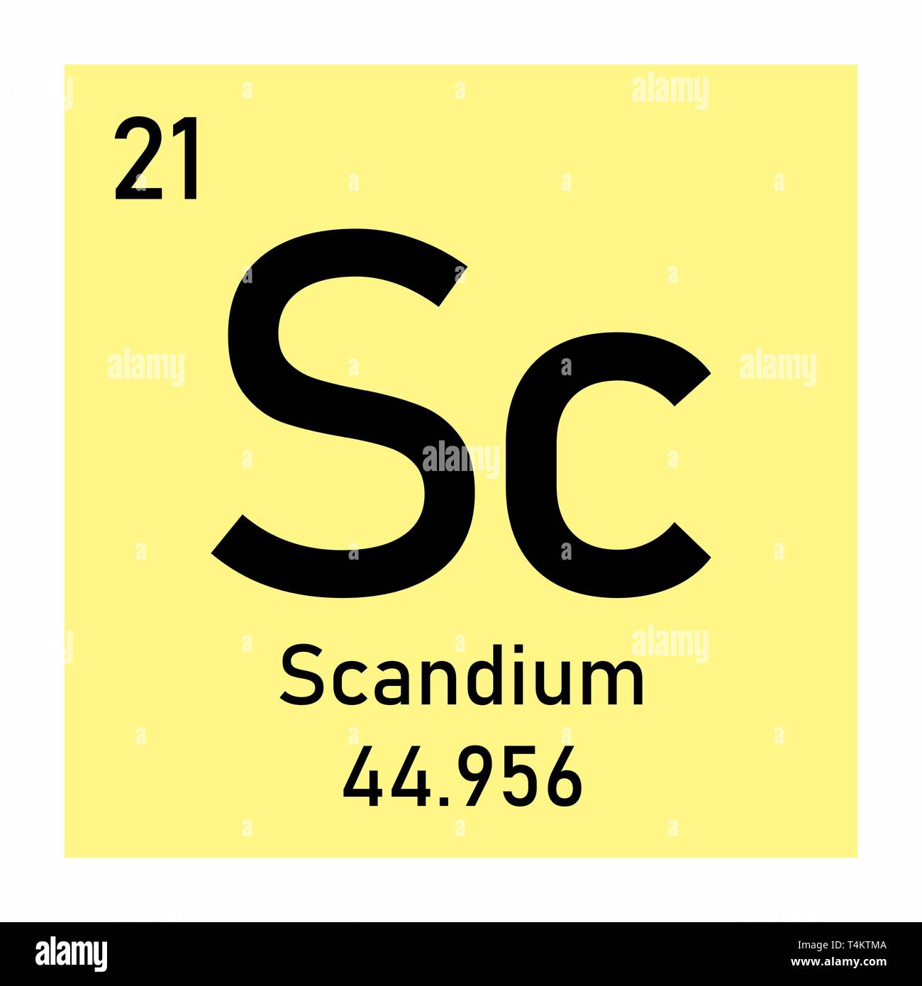 Illustrazione della tavola periodica elemento icona scandio su sfondo bianco Illustrazione Vettoriale
