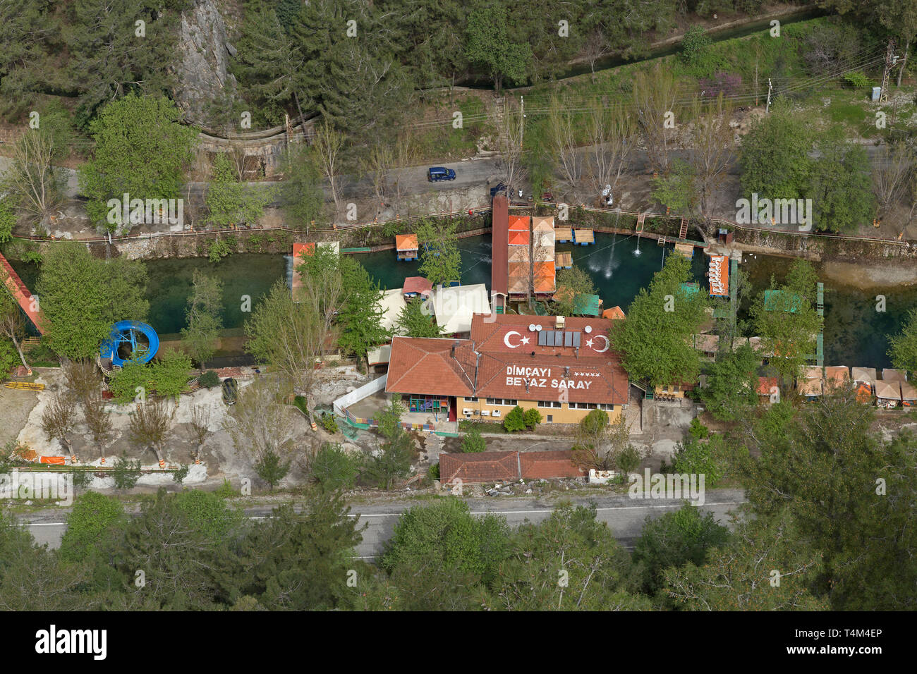 Ristorante nella valle Dim, Kestel, Alanya, Provincia di Antalya, Turchia Foto Stock