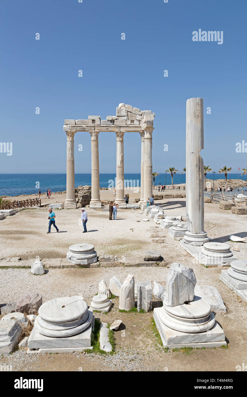 Resti del Tempio di Apollo, laterale, Provincia di Antalya, Turchia Foto Stock