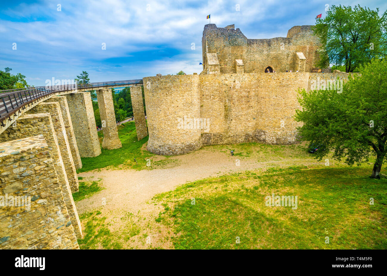 Neamț Cittadella - fortezza medievale in Târgu Neamț, regione della Moldavia, Romania Foto Stock