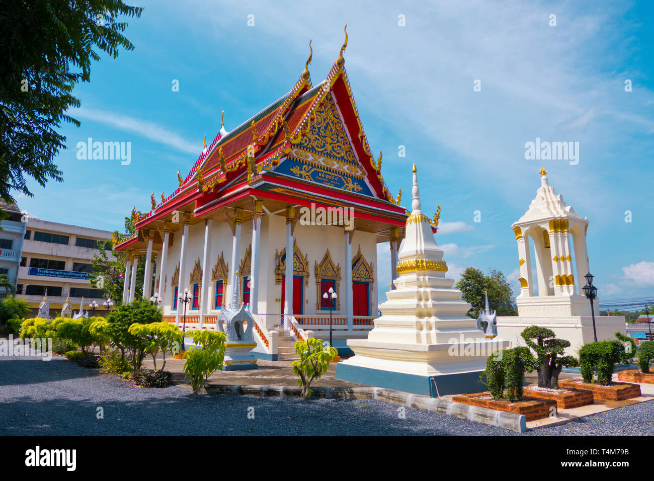 Pagoda, Wat Klang, Surat Thani, Thailandia Foto Stock