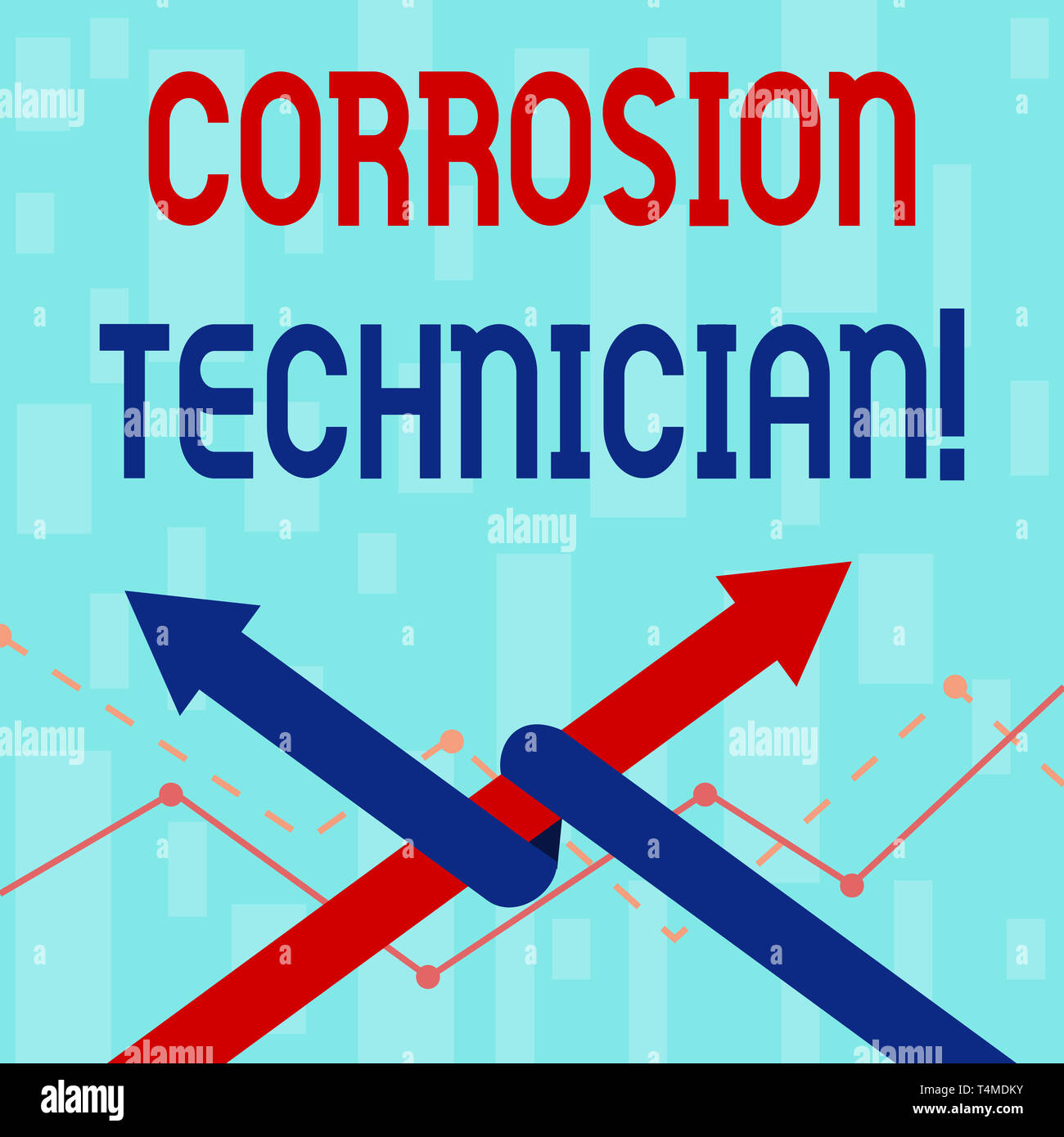La scrittura della nota che mostra la corrosione tecnico. Il concetto di business per l'installazione e il mantenimento di corrosione dei sistemi di controllo di due frecce si intrecciano a O Foto Stock