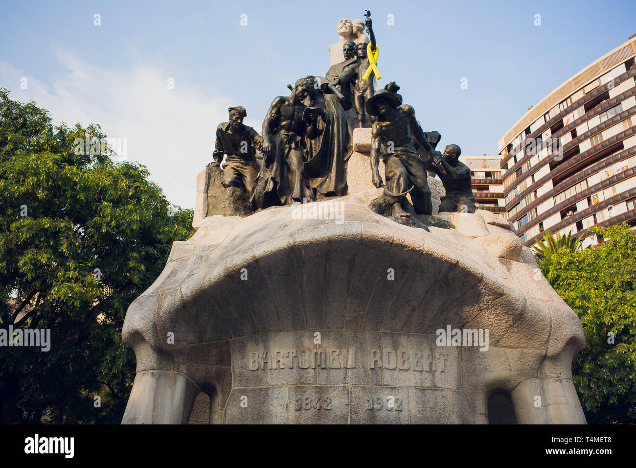 Barcellona, Spagna - 16 agosto: Piazza Tetuan il 16 agosto 2018 a Barcellona, Spagna. Memorial per Bartomeu Robert, costruito tra il 1904 e 1910 è un Foto Stock