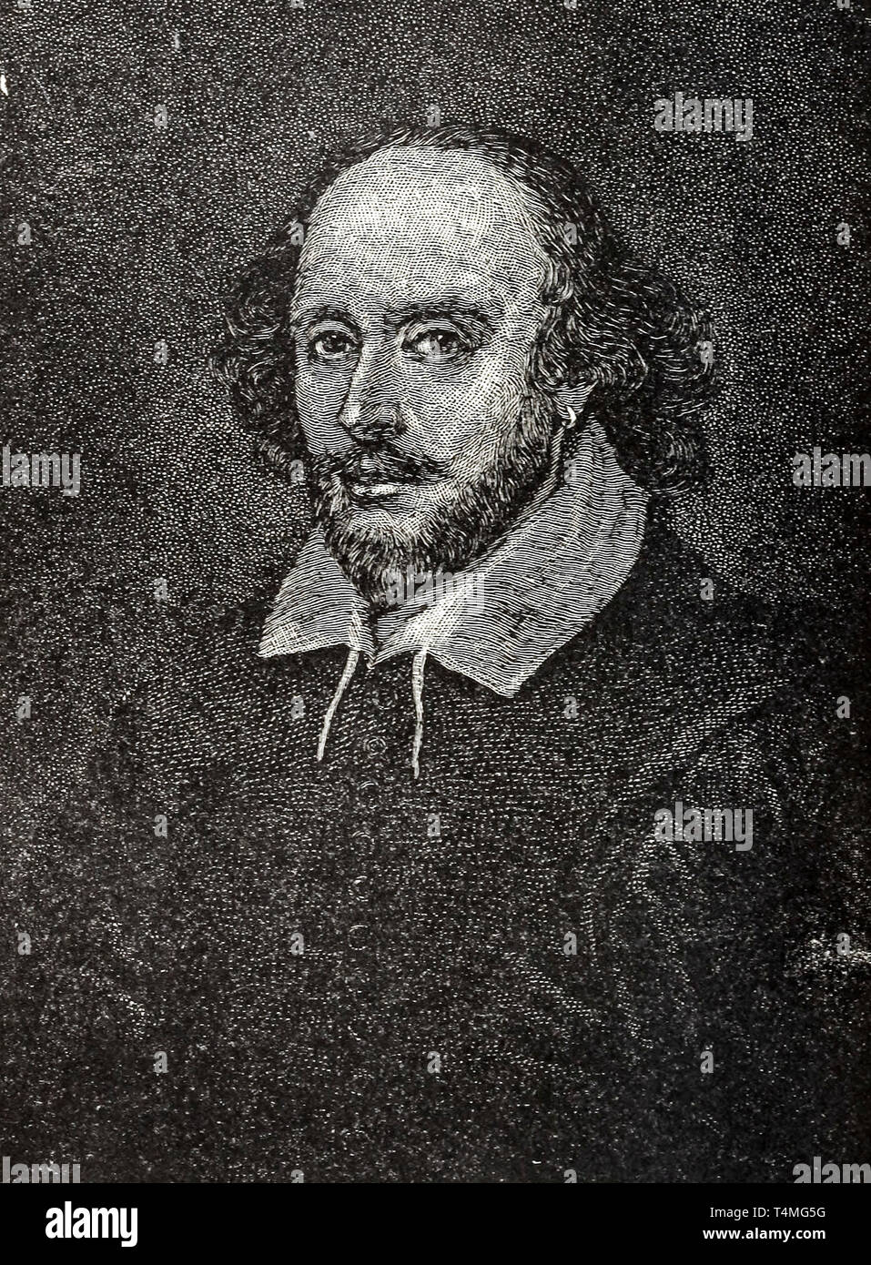 William Shakespeare (1564-1616), ritratto, attacco, artista sconosciuto Foto Stock