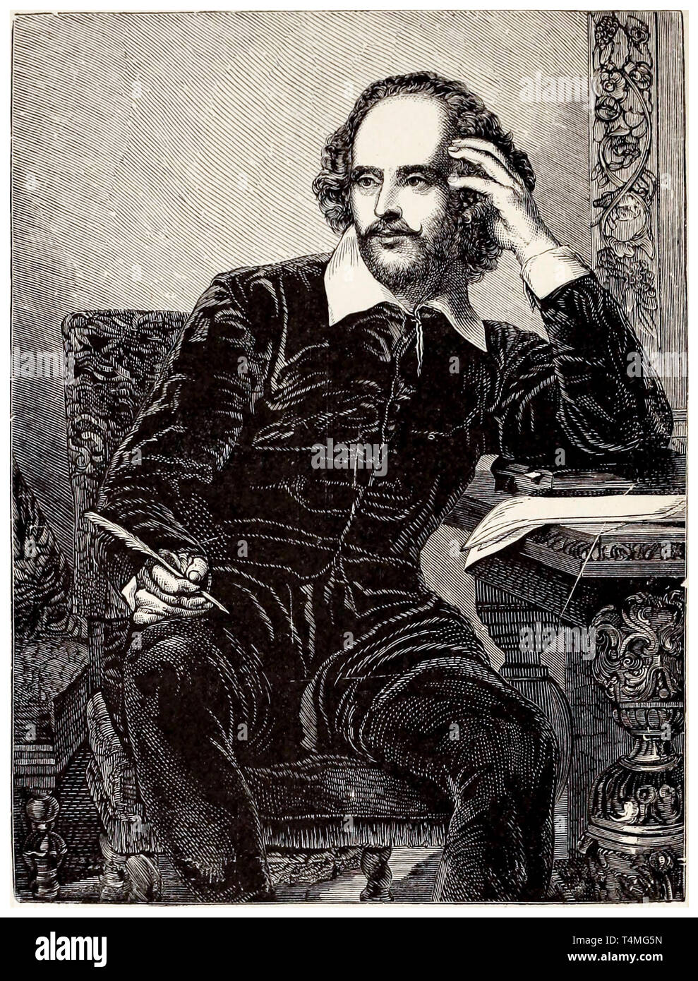 William Shakespeare (1564-1616), ritratto di incisione, 1898 Foto Stock