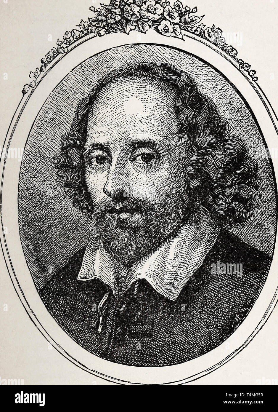 William Shakespeare (1564-1616), ritratto di incisione, 1879 Foto Stock