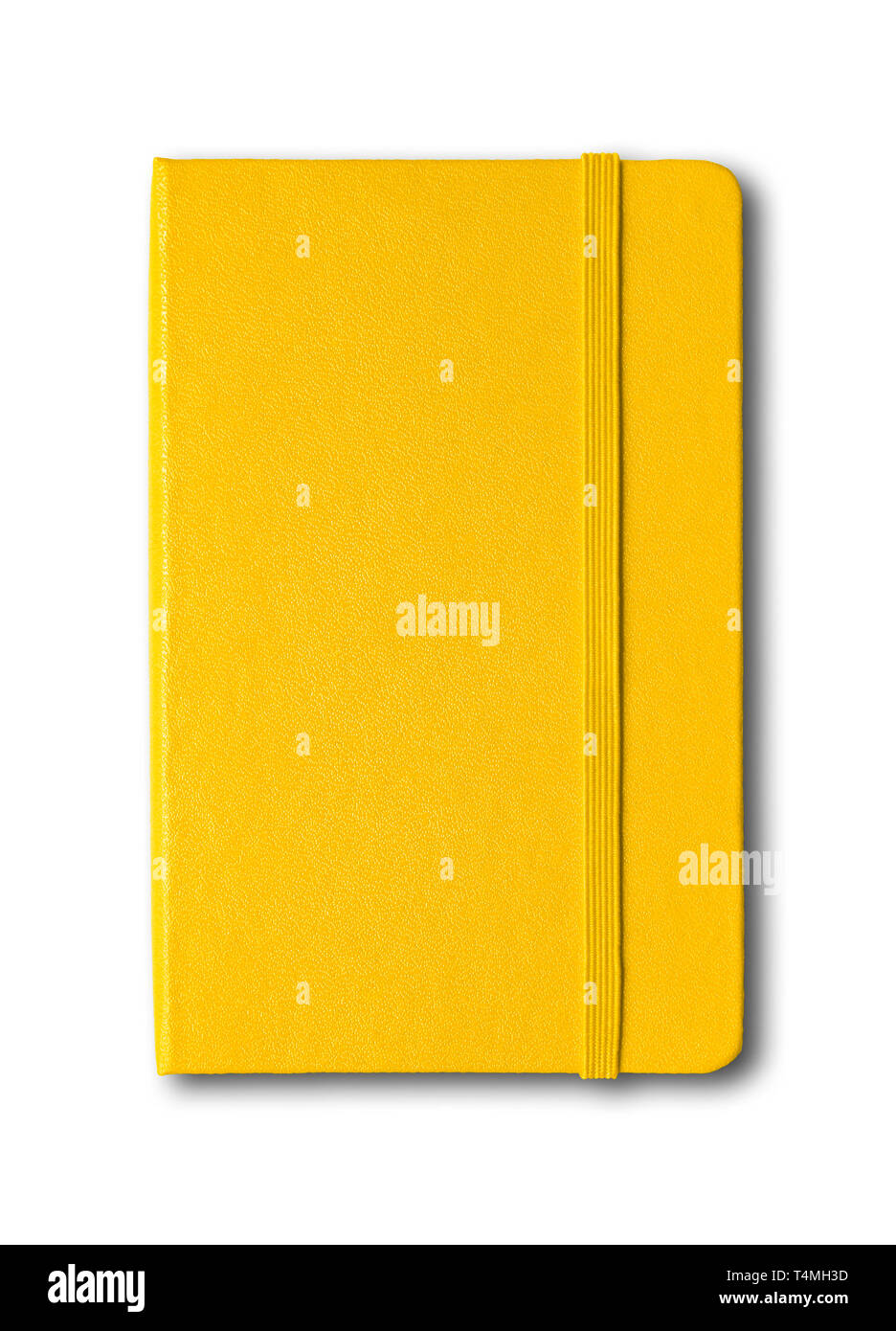 Giallo notebook chiuso mockup isolato su bianco Foto Stock