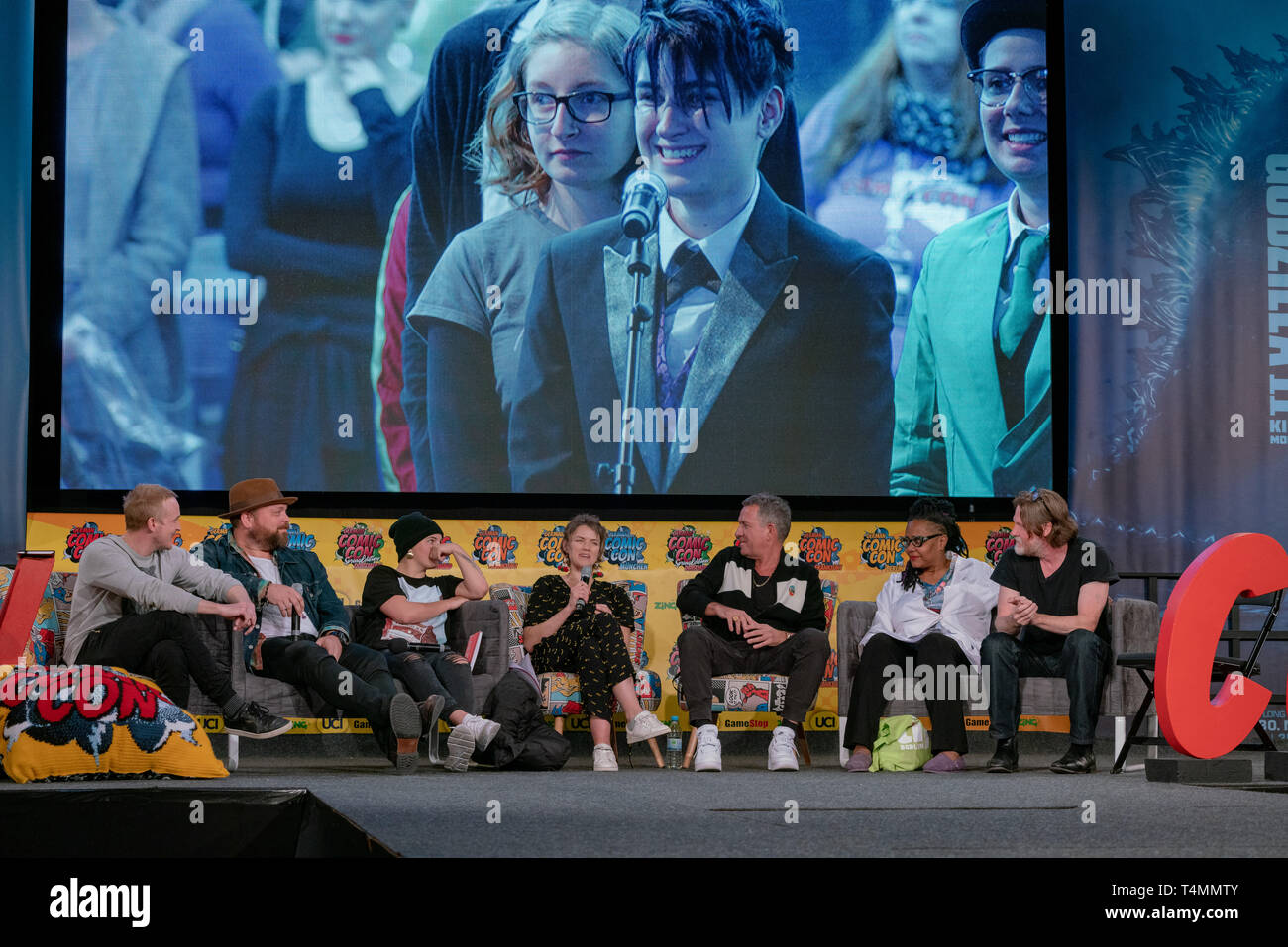 DORTMUND, Germania - 13 Aprile 2019: Robin Lord Taylor, Drew Powell, Camren Bicondova, Erin Richards, Sean Pertwee, Tonya Pinkins e Donal Logue al comico tedesco Con Dortmund edizione di Primavera Foto Stock