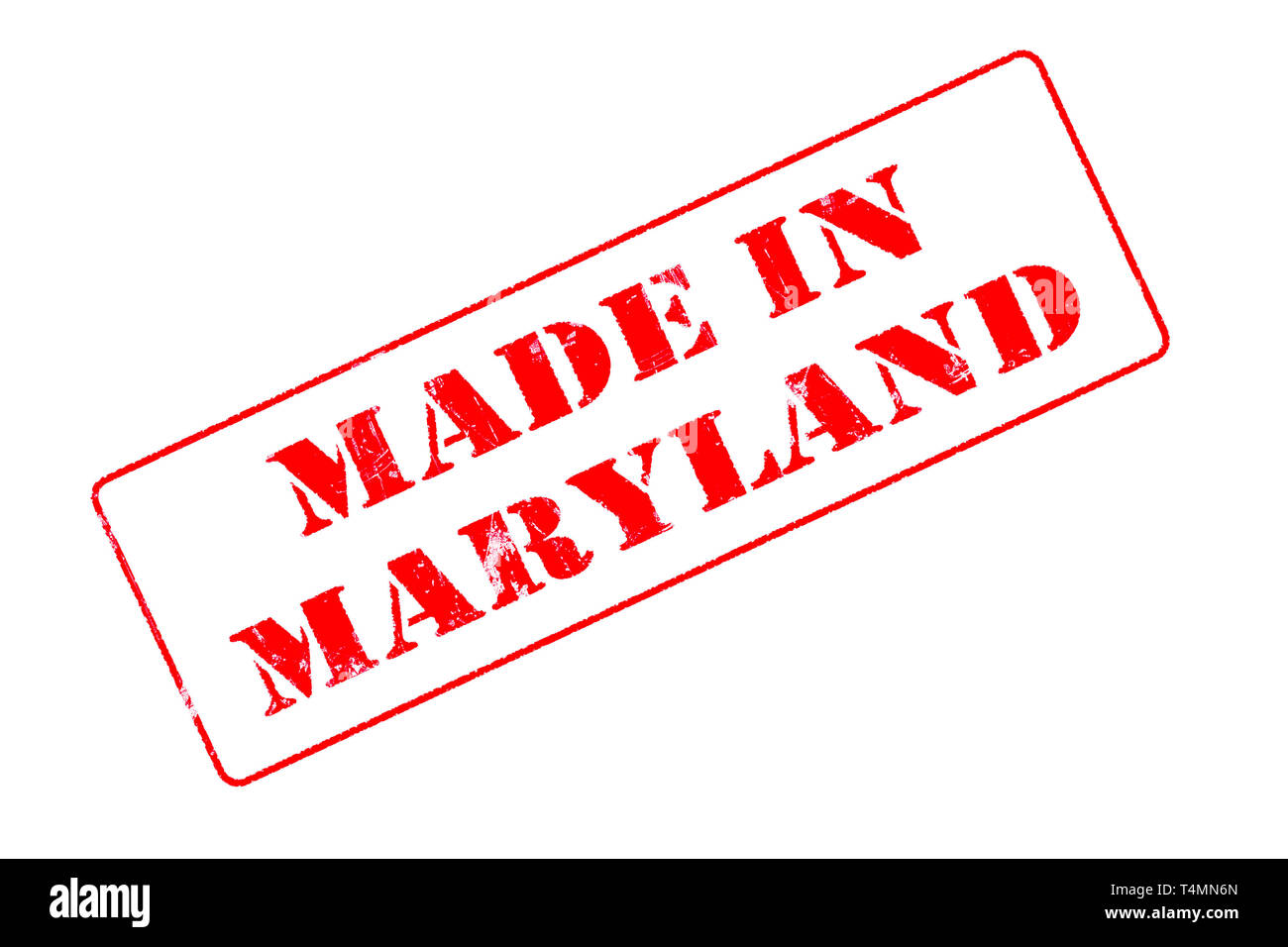Timbro di gomma concetto mostra un francobollo rosso la lettura fatta in Maryland Foto Stock