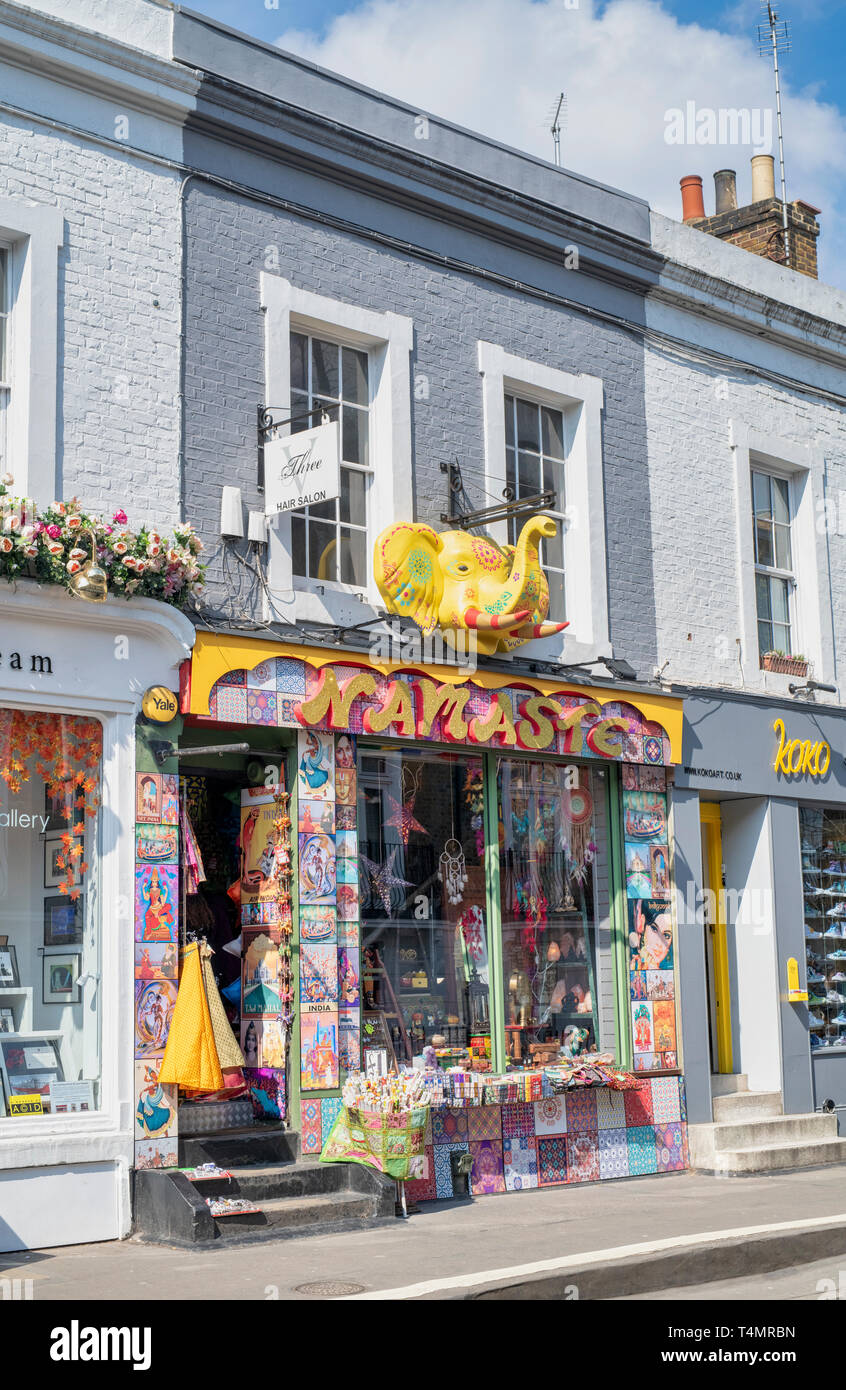 Namaste shop. Pembridge Road. Notting Hill, West London. Regno Unito Foto Stock