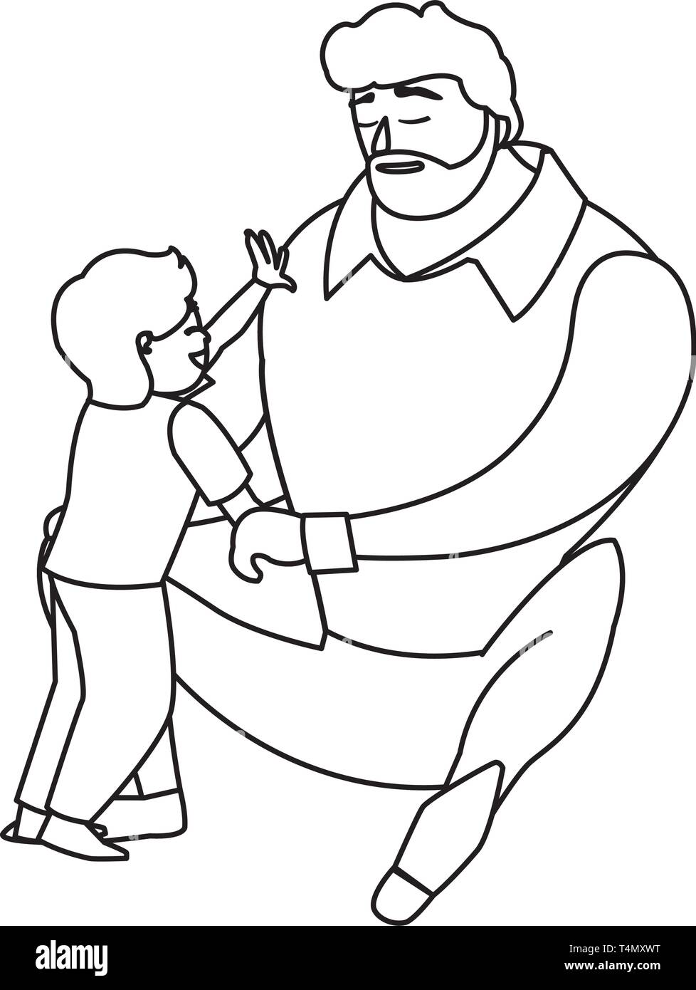 Padre con figlio caratteri illustrazione vettoriale design Illustrazione Vettoriale