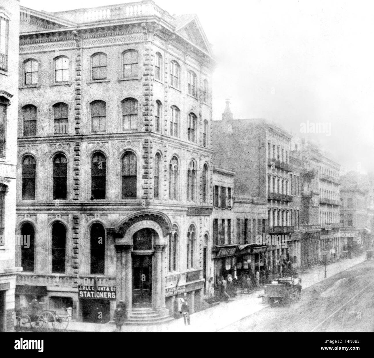 La storia della California - East side di Montgomery St., da Sacramento in California, San Francisco ca. 1866 Foto Stock