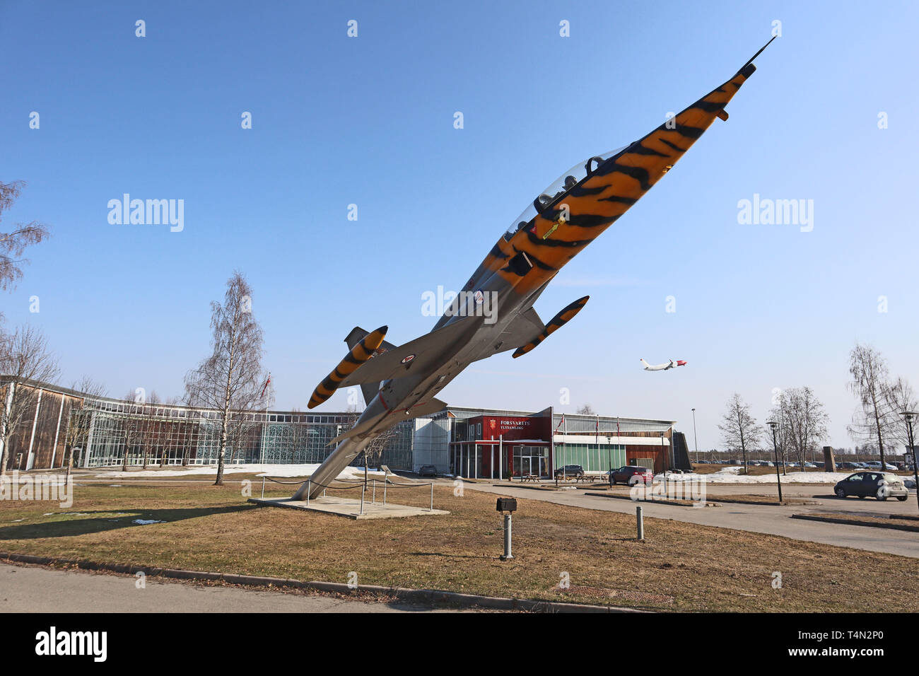 Northrop F-5B Freedom Fighter, RNoAF Tiger Squadron, norvegese delle Forze Armate Collezione aerei, Gardermoen, Norvegia, 06 aprile 2019, Foto di Richard G Foto Stock