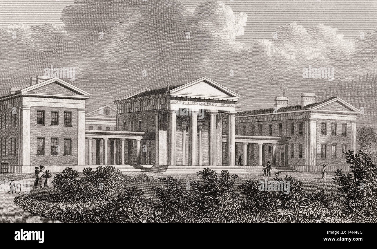 Orphan asilo, Londra, illustrazione di Th. H. Pastore, 1828 Foto Stock