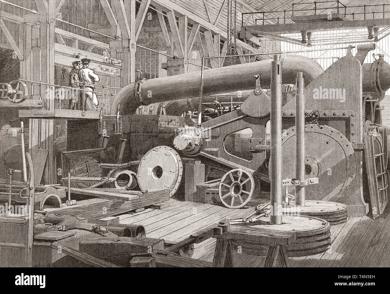 Penn motore marino fabbrica, Greenwich, Londra, Inghilterra del XIX secolo. Il negozio di formatura. Dal Illustrated London News, pubblicato 1865. Foto Stock