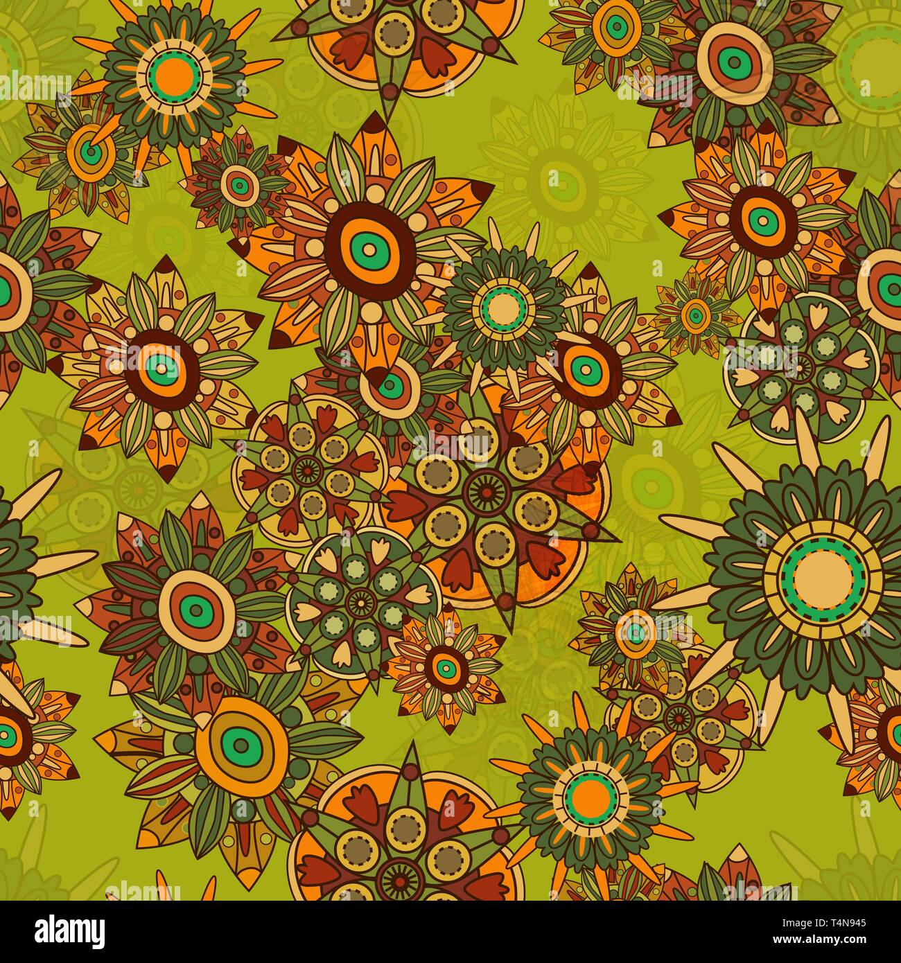 Astratta eleganza vector seamless texture con verdi piante fantastica Illustrazione Vettoriale