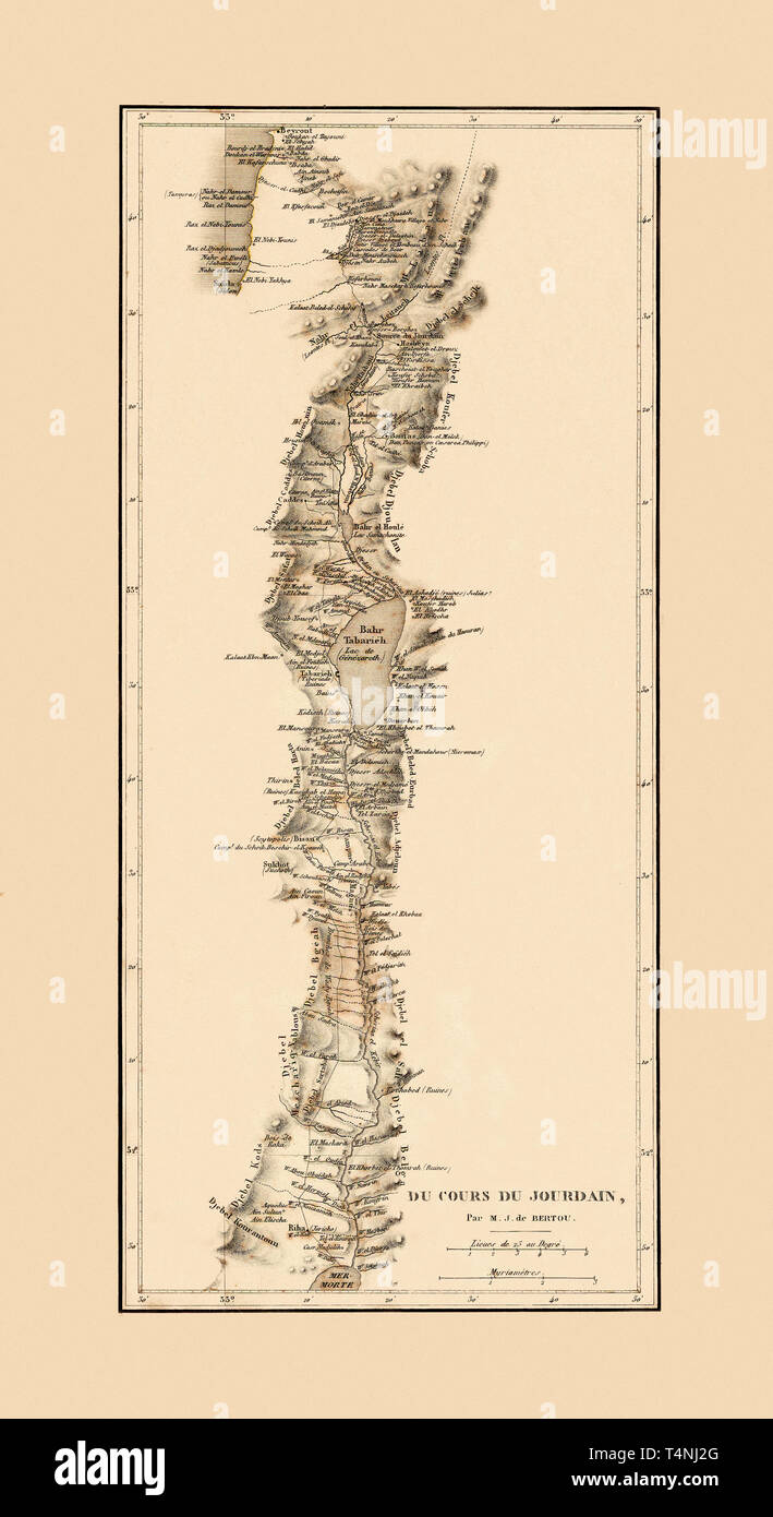 Mappa del Fiume Giordano 1839 Foto Stock