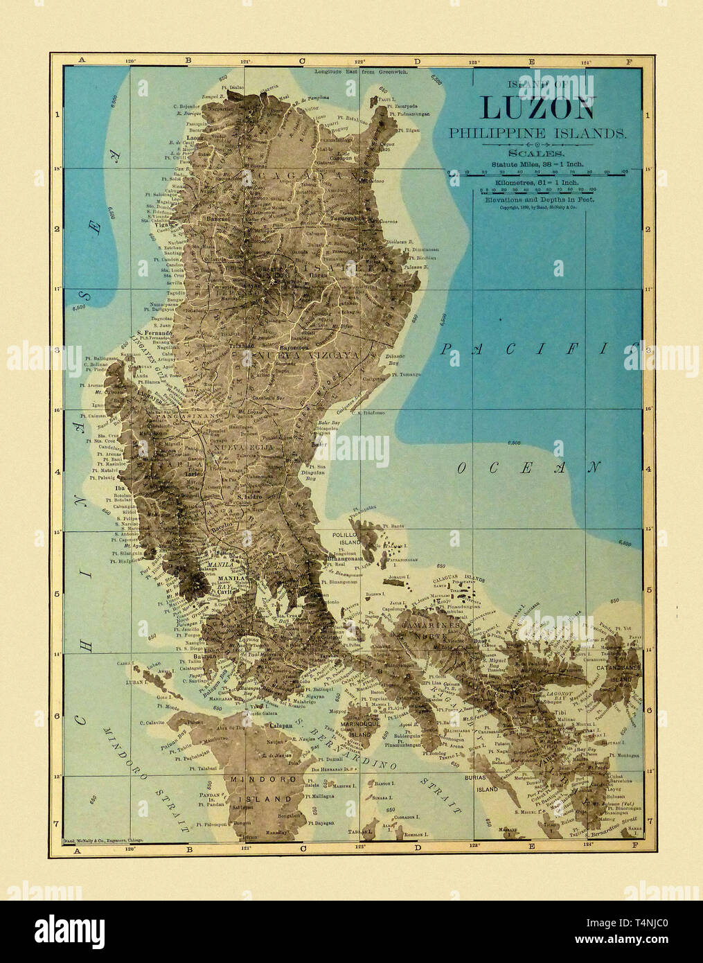 Mappa di Luzon 1890 Foto Stock