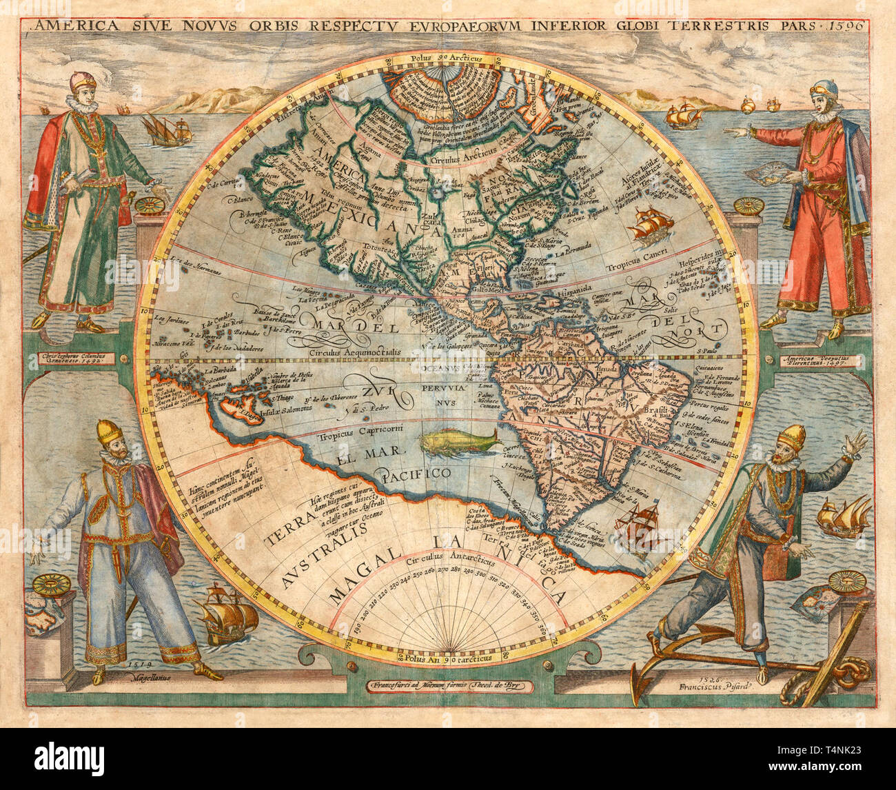 Mappa del mondo 1587 Foto Stock