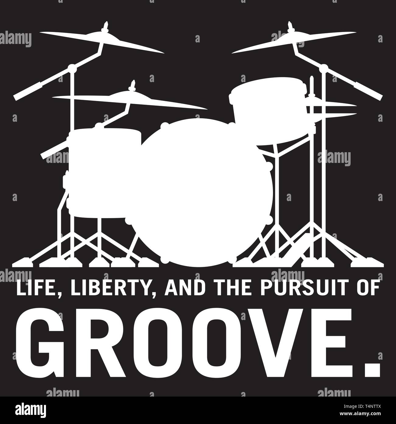 La vita, la libertà e il perseguimento della scanalatura, batterista del tamburo di silhouette set isolato illustrazione vettoriale Illustrazione Vettoriale