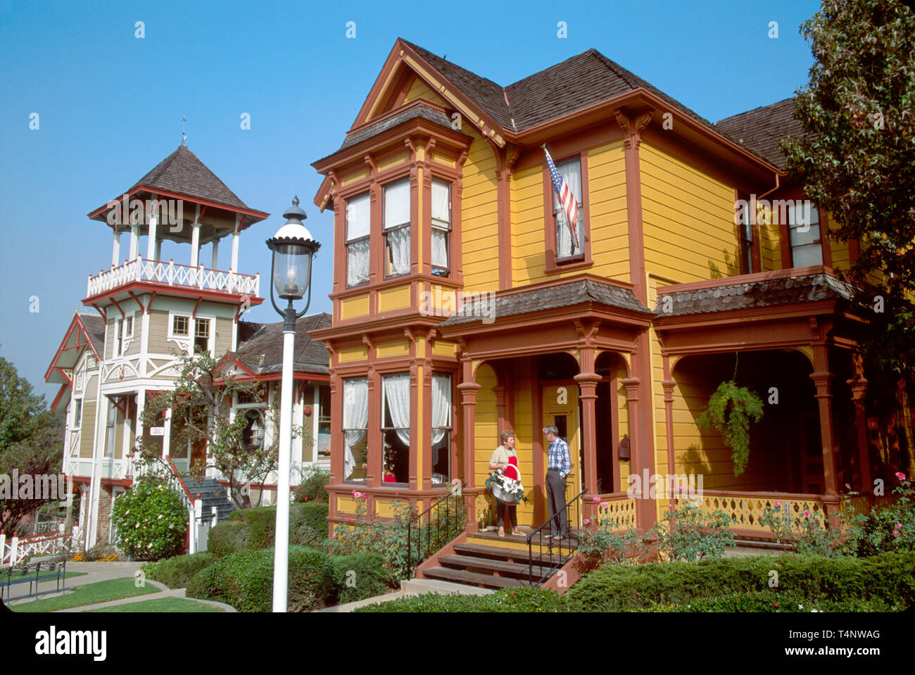 California San Diego Heritage County Park, terreno pubblico, ricreazione, riposizionato, costruito 1887 case vittoriane, case, edifici, skyline città città, centro Foto Stock