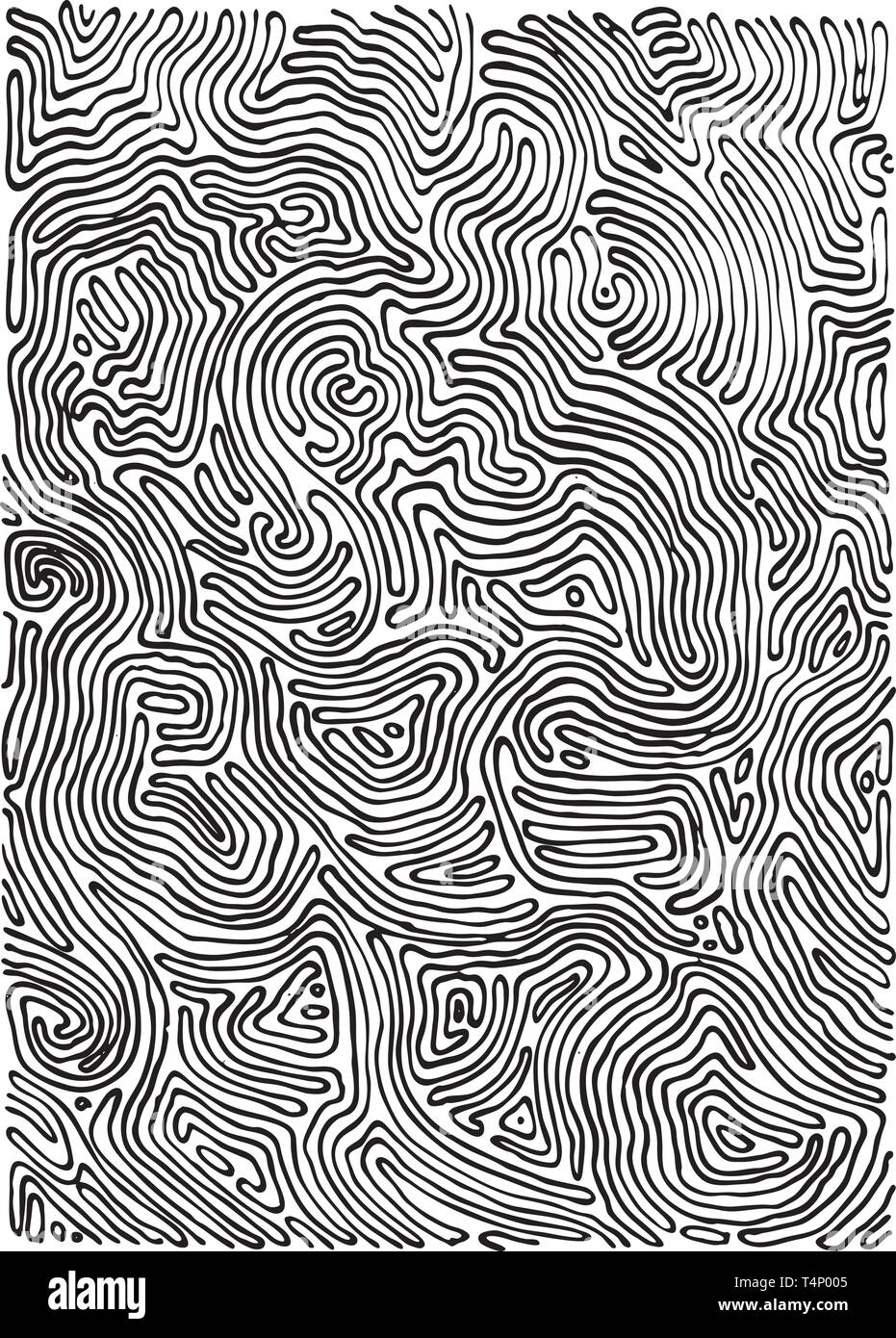 Vettore modello monocromatico, linee curve, in bianco e nero di sfondo grunge. Abstract dynamical superficie ondulata, illusione del movimento, la curvatura Illustrazione Vettoriale