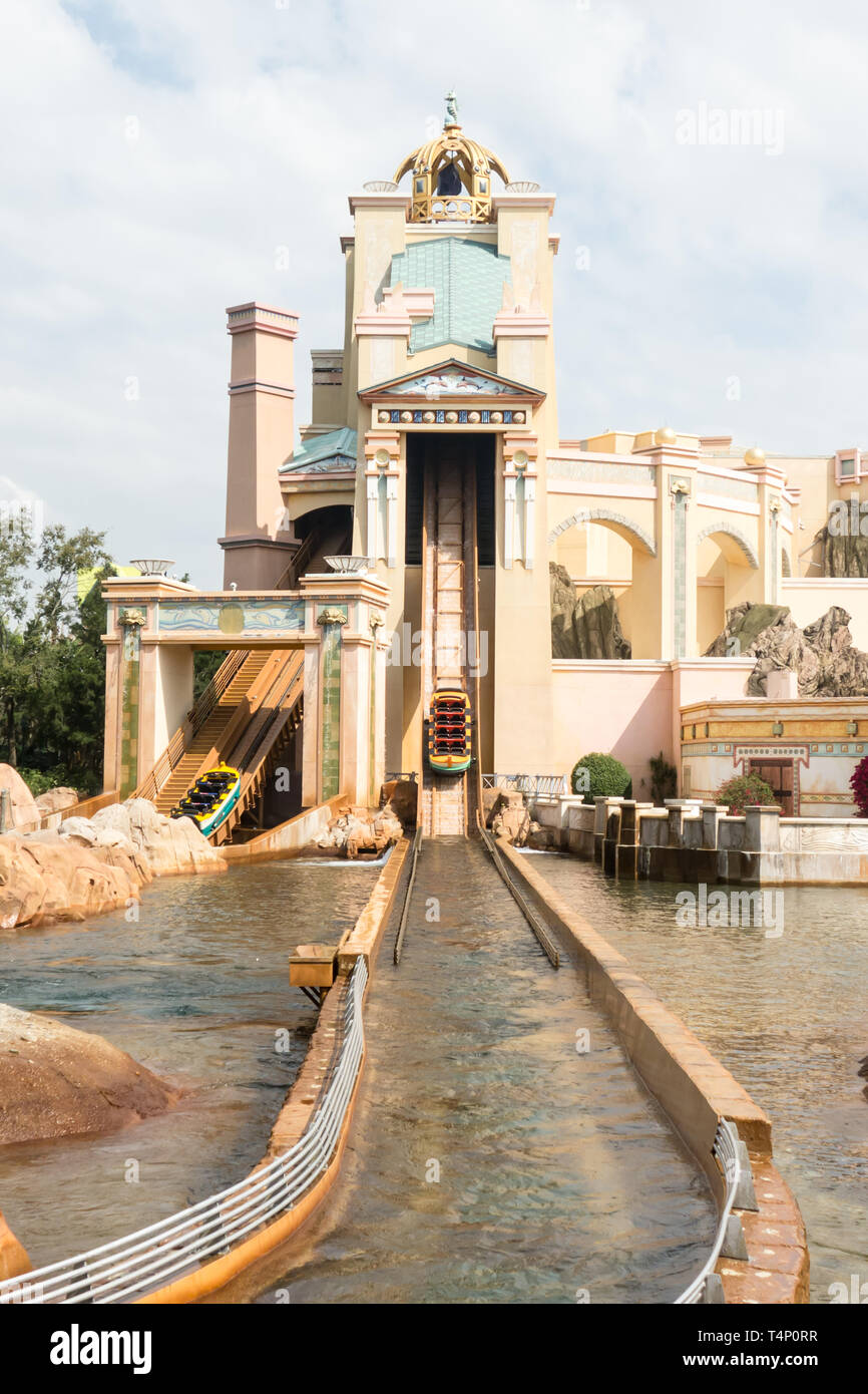 Viaggio a Atlantis roller coaster ride in Seaworld Orlando. Foto Stock