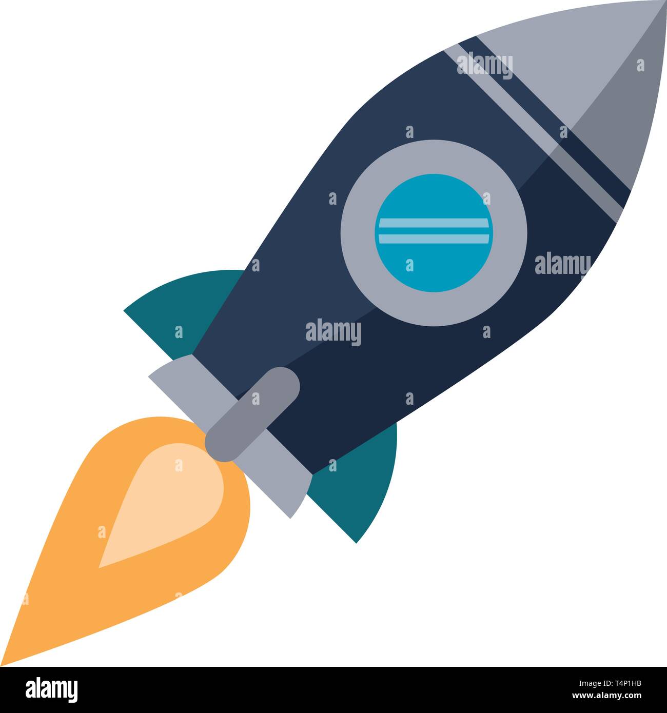 Rocket fliying spazio isolato Illustrazione Vettoriale