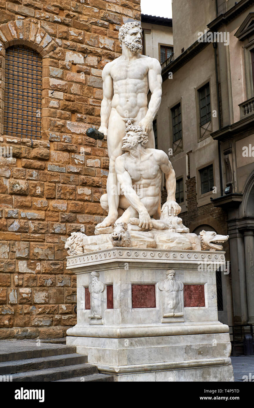 Statua di Ercole e Caucus da Baccio Bandinelli, Firenze, Italia, Europa Foto Stock