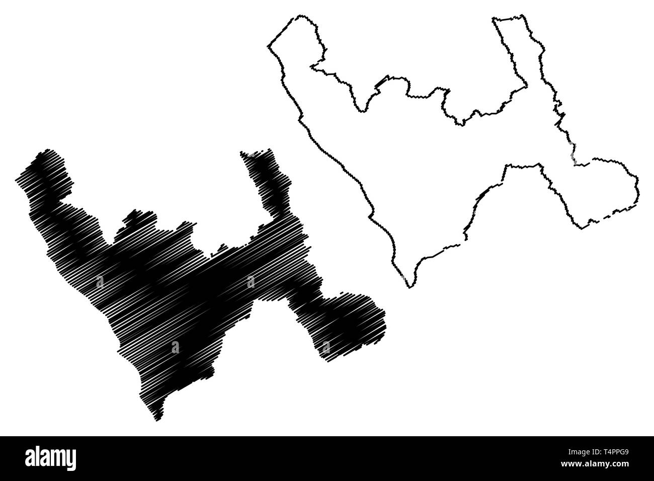Dipartimento di La Libertad (Repubblica del Perù, regioni del Perù) mappa illustrazione vettoriale, scribble sketch La Libertad mappa Illustrazione Vettoriale