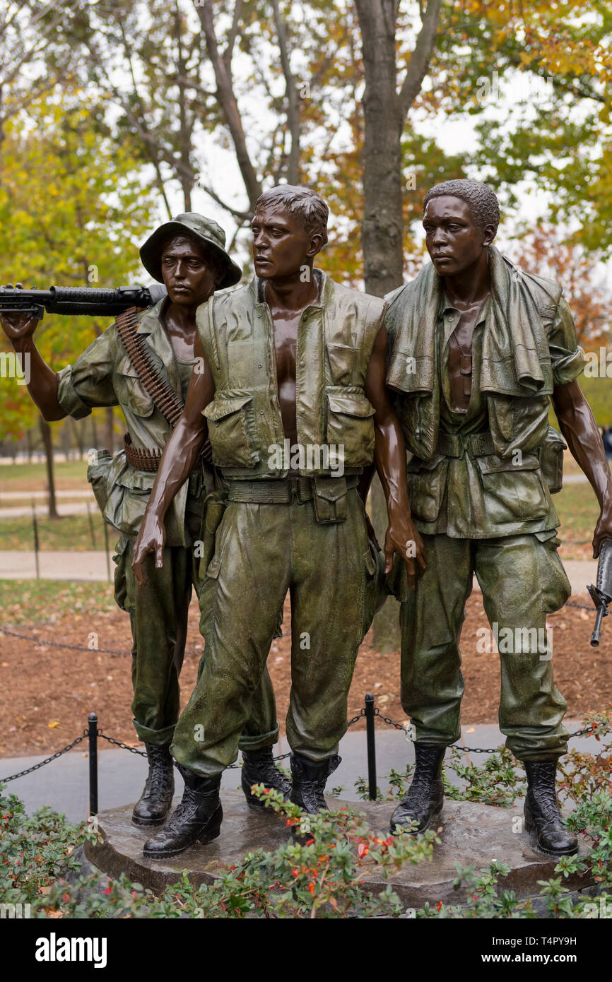 Tre soldati statua al Vietnam Veterans Memorial, Washington D.C. Foto Stock