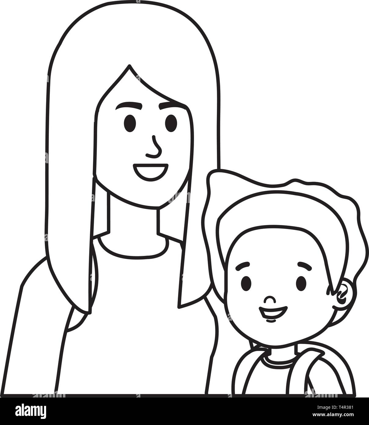 Giovane madre con figlia piccola Illustrazione Vettoriale
