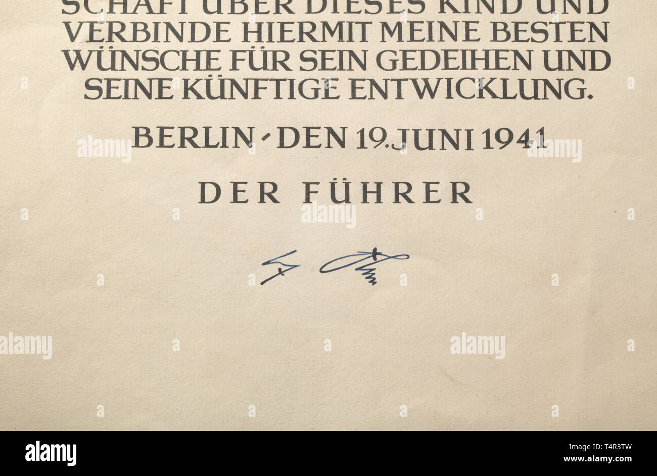 Adolf Hitler - padrini documento dalla Cancelleria del Reich di grande