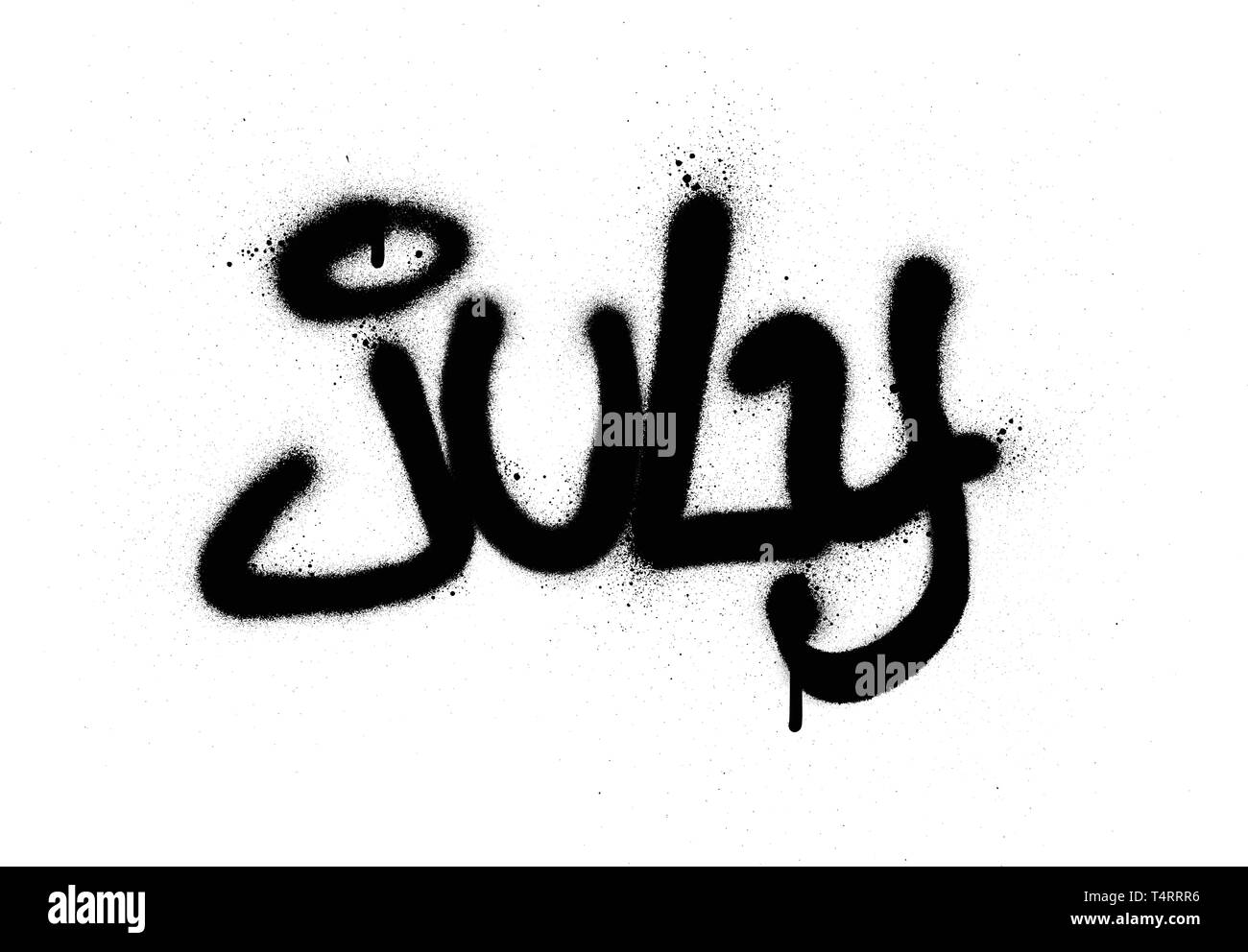 Graffiti luglio parola spruzzato in nero su bianco Illustrazione Vettoriale