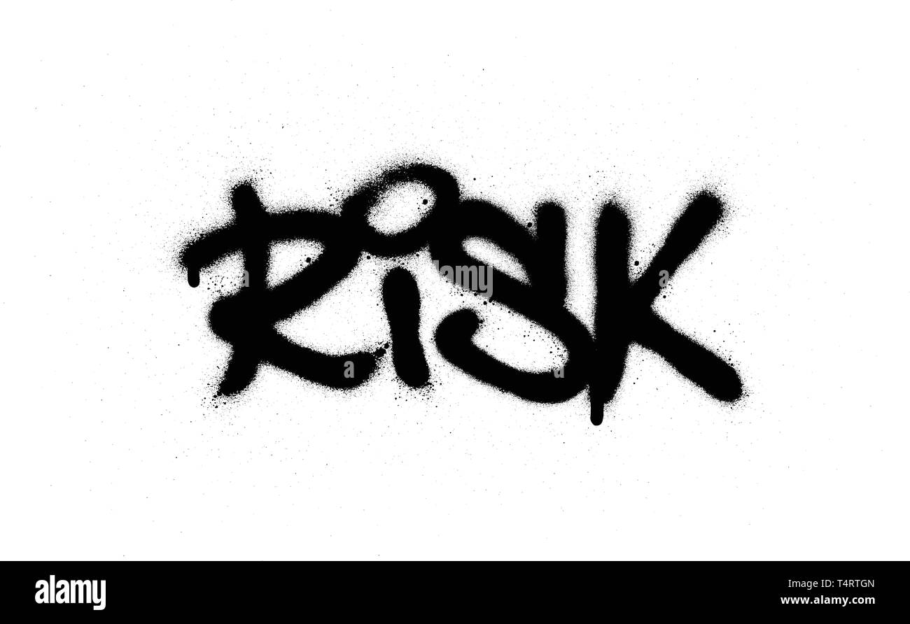 Graffiti parola rischio spruzzato in nero su bianco Illustrazione Vettoriale