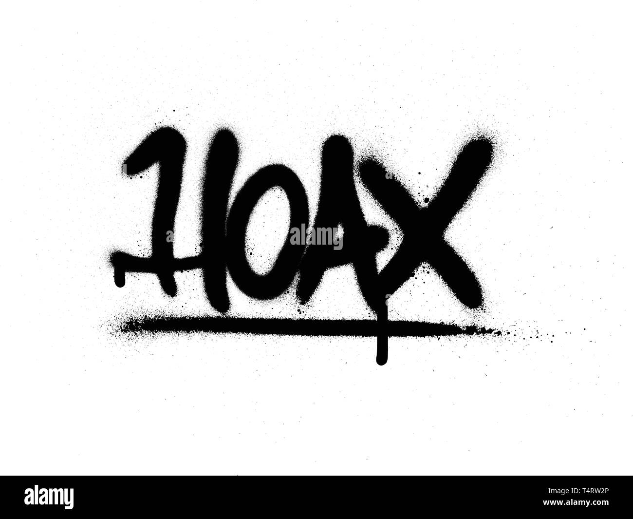 Graffiti hoax parola spruzzato in nero su bianco Illustrazione Vettoriale