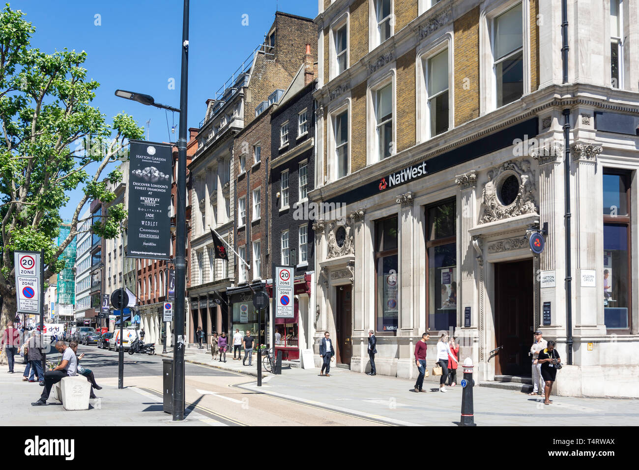 Hatton Garden, Holborn, London Borough of Camden, Greater London, England, Regno Unito Foto Stock