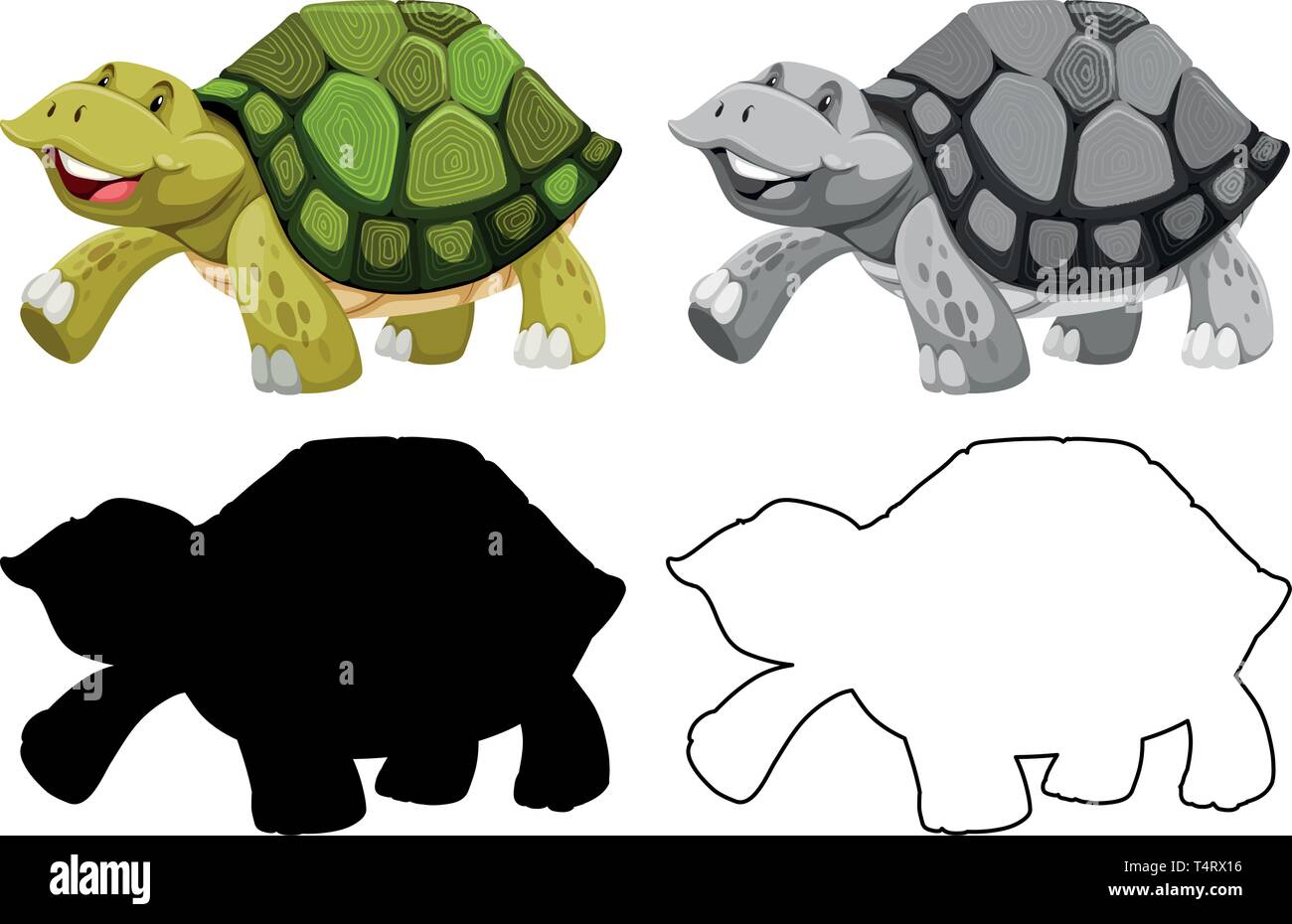 Set di caratteri di tartaruga illustrazione Illustrazione Vettoriale