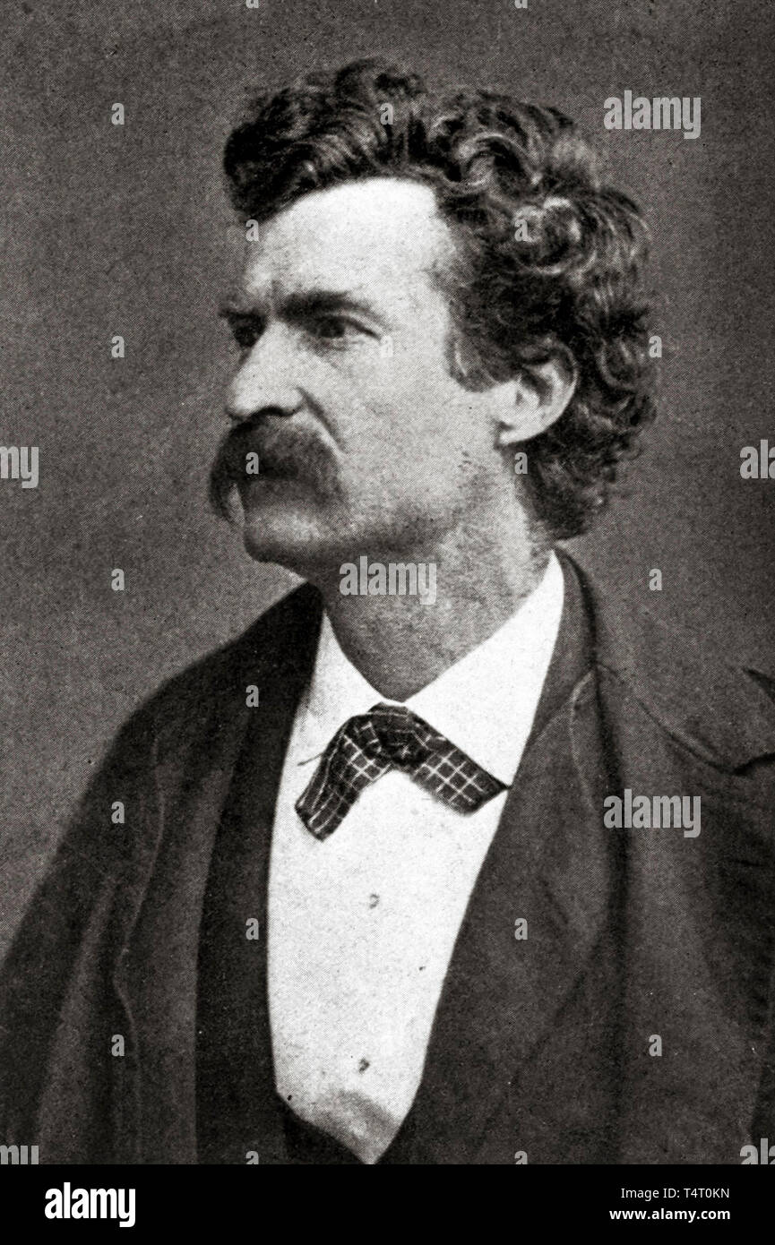 Mark Twain (1835-1910), ritratto fotografia, c. 1872, pubblicato nel 1922 Foto Stock
