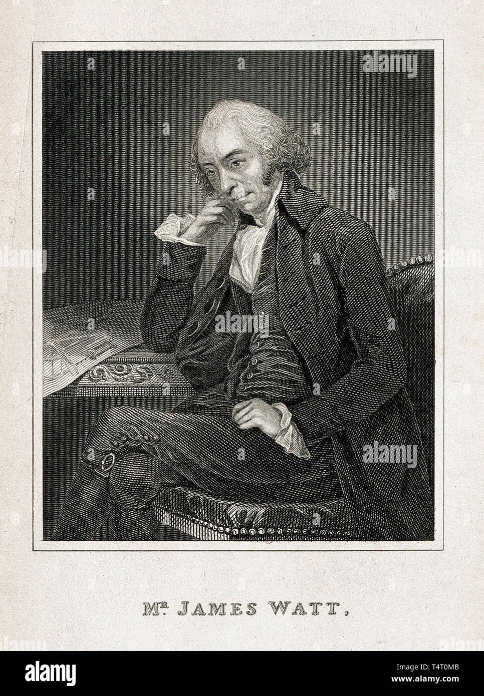 James Watt (1736-1819) ritratto dopo incisione C. F. von Breda, 1792 Foto Stock