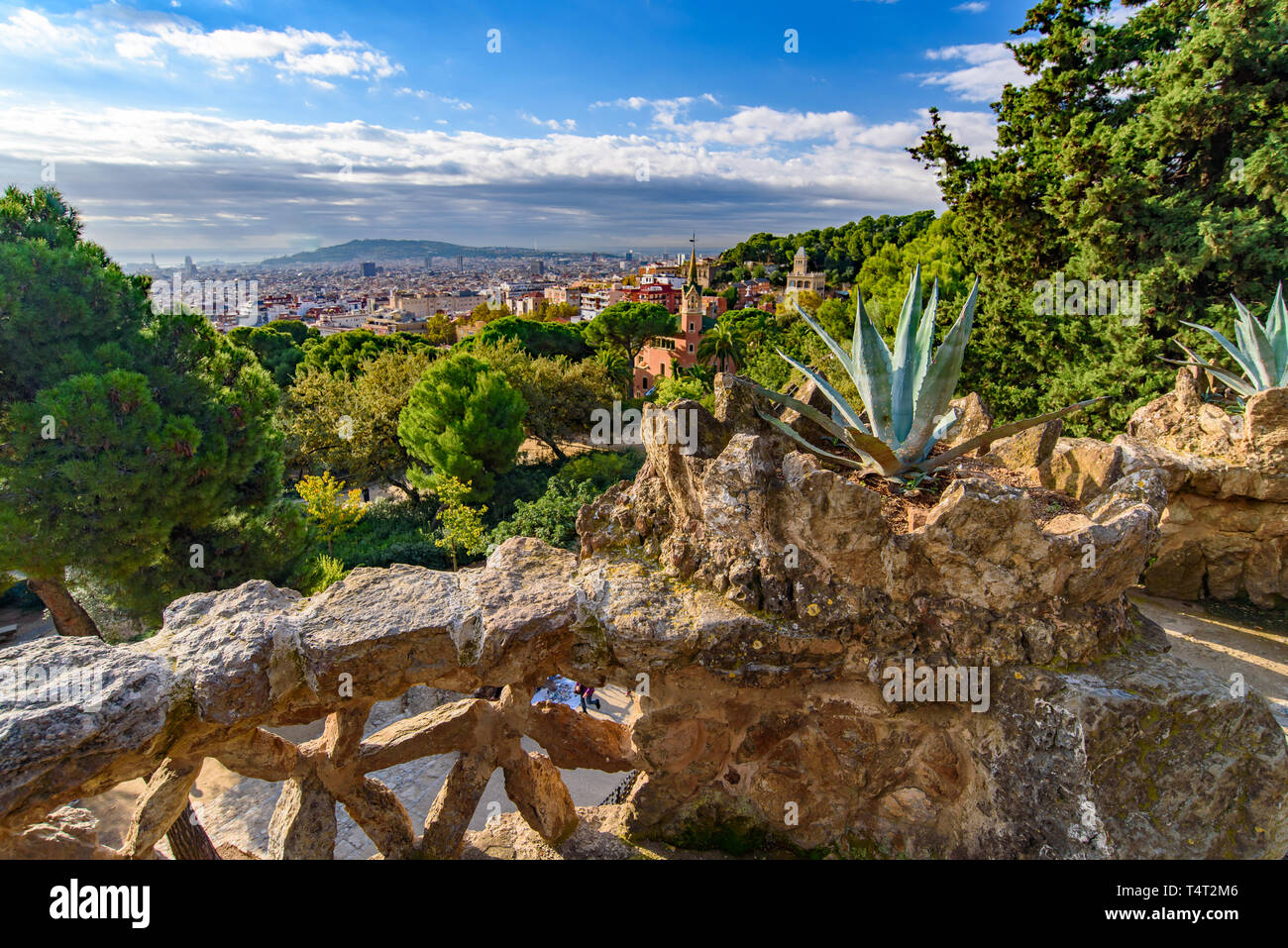 Parco Guell di Barcellona, Spagna Foto Stock